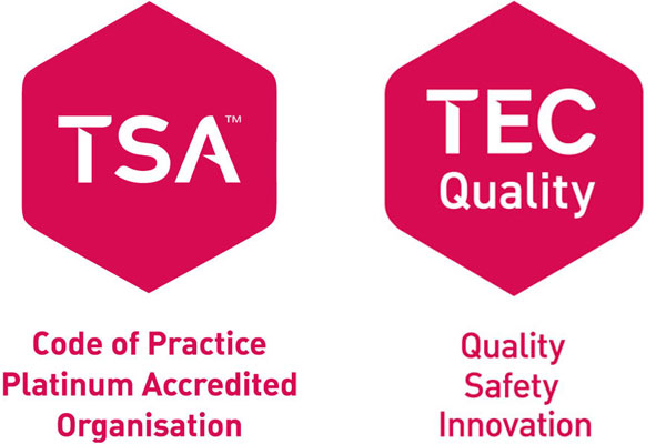 TSA Code of Practice Platinum Accredited Organisation, TEC Quality - Quality, Safety, Innovation